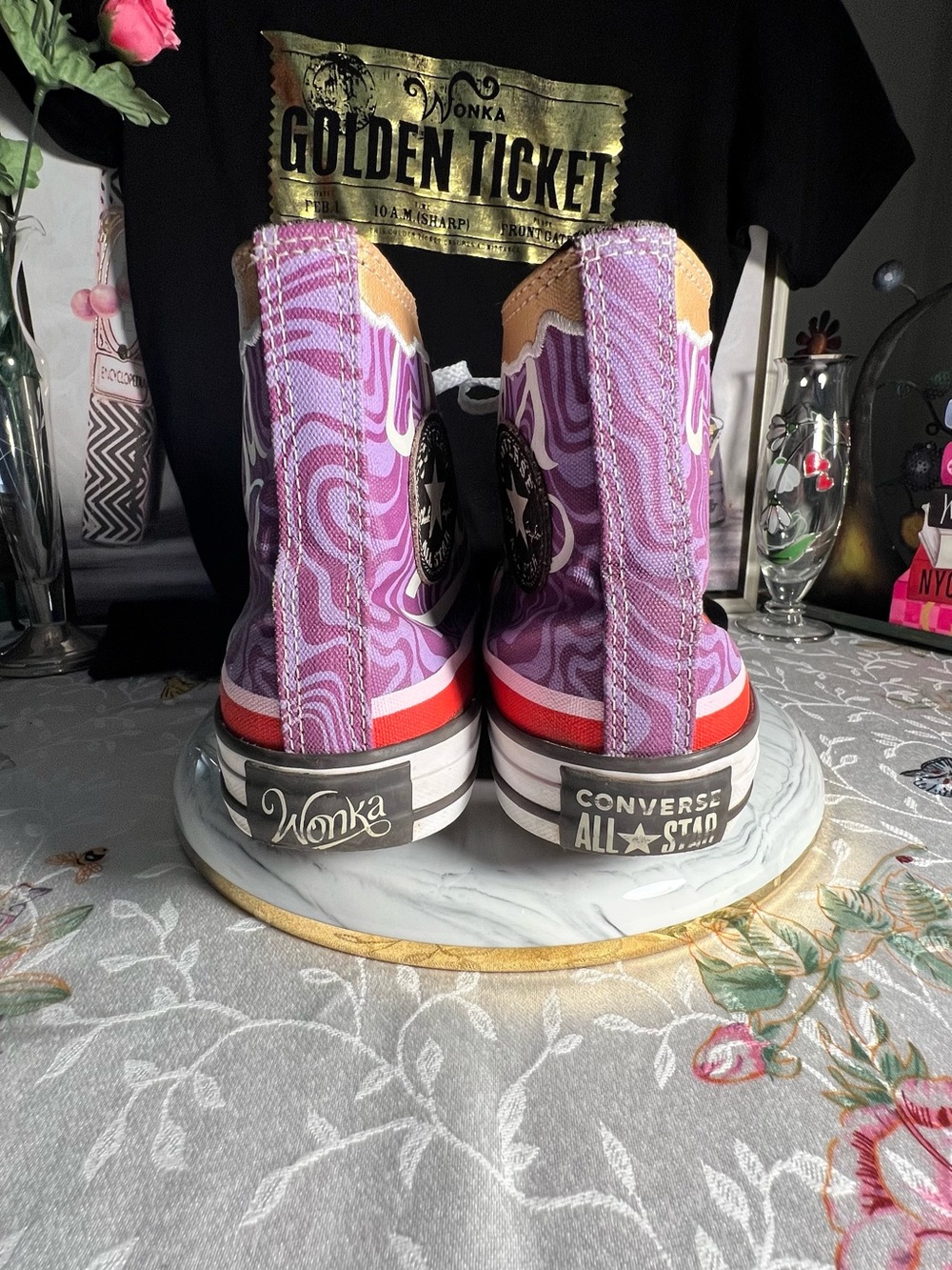 Converse x Wonka All Star Candy Swirl High-Top Sneakers w/Golden Ticket Accents - Picture 11 of 16
